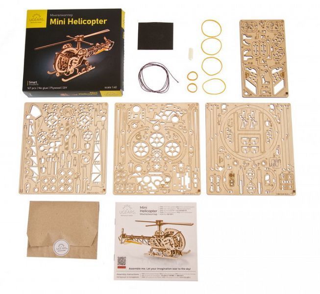 Механічна 3D модель Мінігелікоптер UGEARS 70225 фото