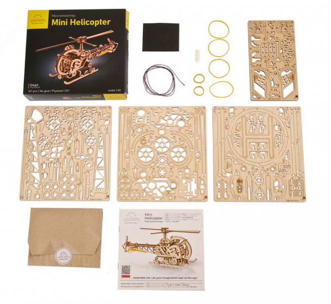 Механічна 3D модель Мінігелікоптер UGEARS 70225 фото