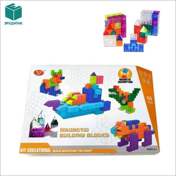 Магнітні блоки із завданнями Кубики Сома 68 деталі YJ Magnetic Cube Blocks YJ9005 фото