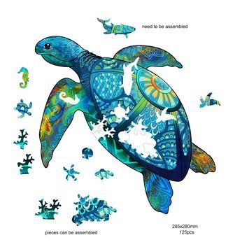 Дерев'яні кольорові пазли Черепаха SEA TURTLE RainboWooden Eureka 473620 фото