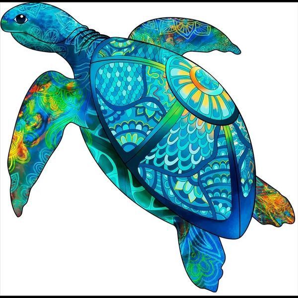 Дерев'яні кольорові пазли Черепаха SEA TURTLE RainboWooden Eureka 473620 фото