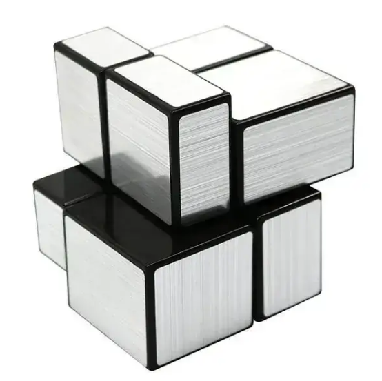 Зеркальний кубик рубика YJ 2х2 Mirror Cube black silver YJ8380s фото